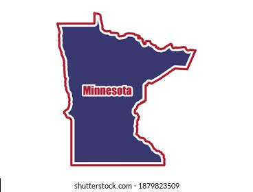 Vector map of  Minnesota.  The map is painted in the colors American flag. A flat vector map is isolated on a white background.  The map is appropriate for prints of any size. 