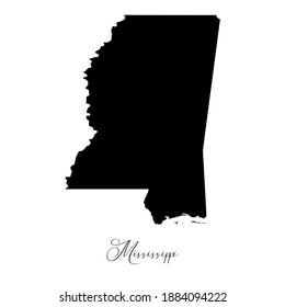 Vector map of  Mississippi with handwritten name of the state. State name can be removed or edited. Black drawing on white background. Appropriate for digital editing and prints of all sizes.