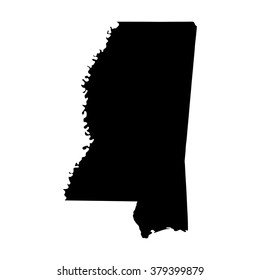 Vector map Mississippi. Isolated vector Illustration. Black on White background. EPS Illustration.