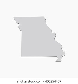 Vector map Missouri. Gray Isolated vector Illustration. On Grey background. With shadow. EPS 10 Illustration.