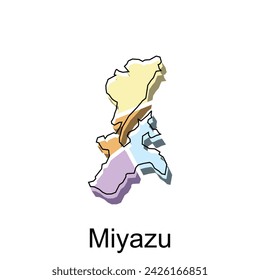 vector Map of Miyazu City colorful illustration template design on white background