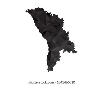Vector map of Moldova black polygon style gradient.