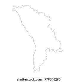 Vector map Moldova. Isolated vector Illustration. Black on White background. EPS 10 Illustration.