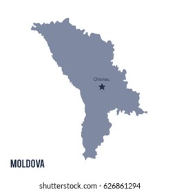 Vector map of Moldova isolated on white background. Travel Vector Illustration.