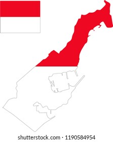 Vector map of Monaco with flag. Isolated, white background
