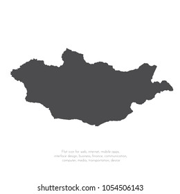 Vector map Mongolia. Isolated vector Illustration. Black on White background. EPS 10 Illustration.
