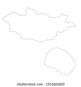 Vector map Mongolia and Ulaanbaatar. Country and capital. Isolated vector Illustration. Outline. EPS 10 Illustration.