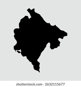 Vector map of Montenegro, detailed black silhouette, isolated on gray background.