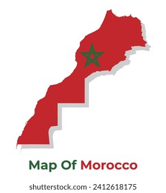 Vector map of Morocco with national flag