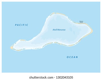vector map of Moruroa (Mururoa, Mururura) atoll, which belongs to French Polynesia
