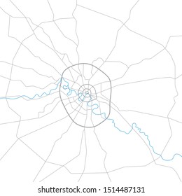 Vector map of Moscow and its immediate surroundings (Moscow region)