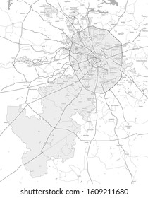 Vector map of Moscow and Moscow region. Black and white.