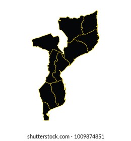 Vector map Mozambique country on white background, Vector map Mozambique. Isolated vector Illustration. Black on White background. EPS 8 Illustration.