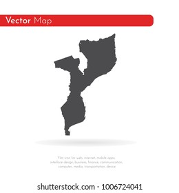 Vector map Mozambique. Isolated vector Illustration. Black on White background. EPS 10 Illustration.