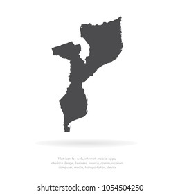 Vector map Mozambique. Isolated vector Illustration. Black on White background. EPS 10 Illustration.
