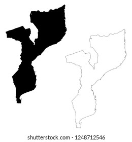 Vector map Mozambique. Isolated vector Illustration. Outline and vector. Black on White background. EPS 10 Illustration.
