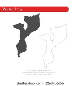 Vector map Mozambique. Isolated vector Illustration. Black on White background. EPS 10 Illustration.
