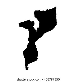 Vector map Mozambique. Isolated vector Illustration. Black on White background. EPS 8 Illustration.