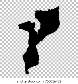 Vector map Mozambique. Isolated vector Illustration. Black on White background. EPS 10 Illustration.