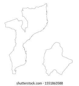 Vector map Mozambique and Maputo. Country and capital. Isolated vector Illustration. Outline. EPS 10 Illustration.