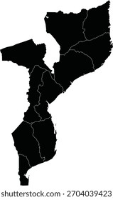 Mapa de Vector de Mozambique con Regiones