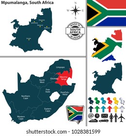 Vector Map Of Mpumalanga Province And Location On South African Map