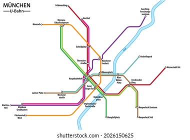 Mapa vectorial del metro de Múnich, metro, Alemania