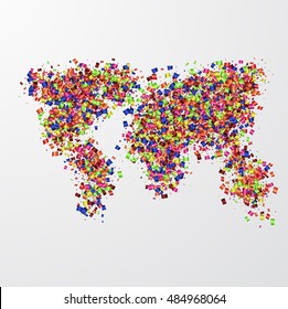 Vector map mustache with confetti on white background