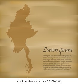 vector map of Myanmar, Asia old paper
