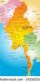 Vector map of Myanmar country