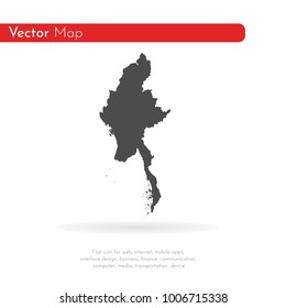 Vector map Myanmar. Isolated vector Illustration. Black on White background. EPS 10 Illustration.