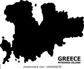Vector Map of Mykonos Island with title. Map of Mykonos Island is isolated on a white background. Simple flat geographic map.