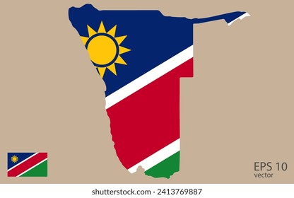 Vector map of Namibia. Vector design isolated on grey background.
