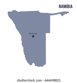 Vector map of Namibia isolated on white background. Travel Vector Illustration.