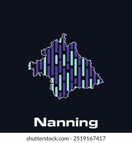 Vector map of Nanning City, World map line Global network connection design template, suitable for your company