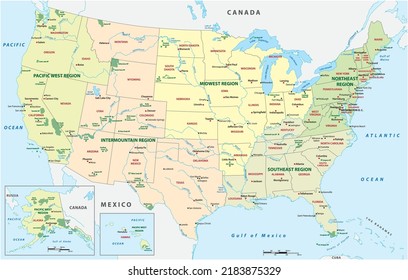 Vector map of national parks, United States