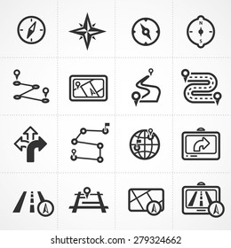 Vector map and navigation icon set