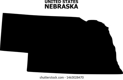 Vector Map of Nebraska State with name. Map of Nebraska State is isolated on a white background. Simple flat geographic map.