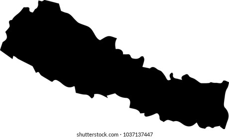 Vector Map Of Nepal. Black Mask. Isolated, White Background. 