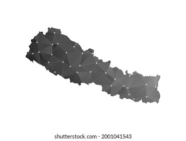 Vector map of Nepal. Black polygonal style on white background.