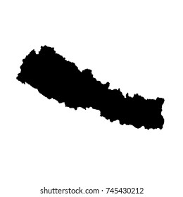 Vector map Nepal. Isolated vector Illustration. Black on White background. EPS 10 Illustration.