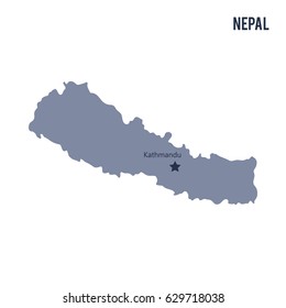 Vector map of Nepal isolated on white background. Travel Vector Illustration.