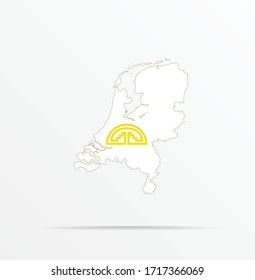 Vector map Netherlands combined with Andean Community flag.