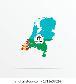 Vector map Netherlands combined with Astrakhan Tatars ethnic groups flag.