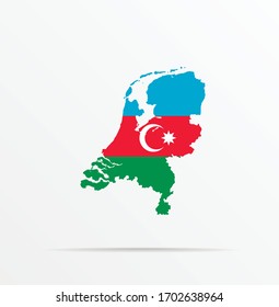Vector map Netherlands combined with Azerbaijan flag.