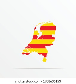 Vector map Netherlands combined with Catalonia flag.