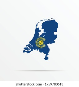 Vector map Netherlands combined with Commonwealth of Nations flag.