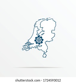Vector map Netherlands combined with Community of Portuguese Language Countries flag.