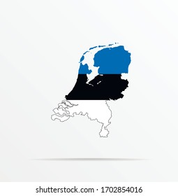Vector map Netherlands combined with Estonia flag.