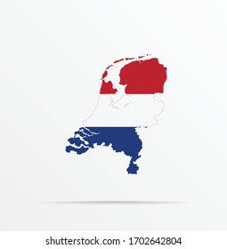 Vector map Netherlands combined with Netherlands flag.